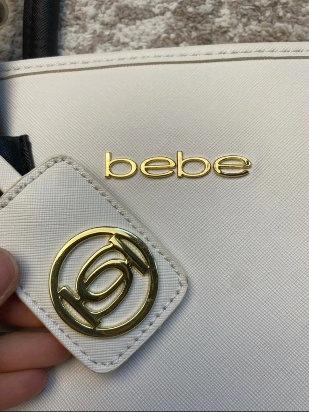 bebe Two-Tone Black and White Structured Tote